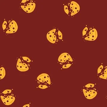 Seamless pattern baking oatmeal cookies cartoon vector Stock Illustration