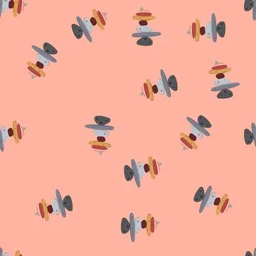 Seamless pattern balancing stacked river stones creating a cairn concept Stock Illustration
