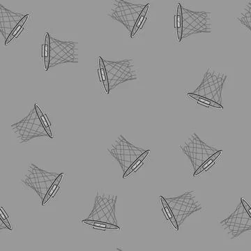 Seamless pattern ball basketball hoop cartoon vector Stock Illustration