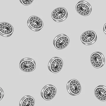 Seamless pattern Ball bearing engineering component for friction reduction Stock Illustration