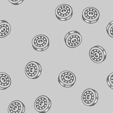 Seamless pattern Ball bearing as mechanical component for industrial use Stock Illustration