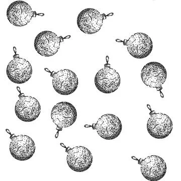 Seamless pattern ball christmas sketch hand drawn Stock Illustration
