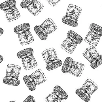 Seamless pattern Ballerina dancing inside vintage engraved music box Stock Illustration