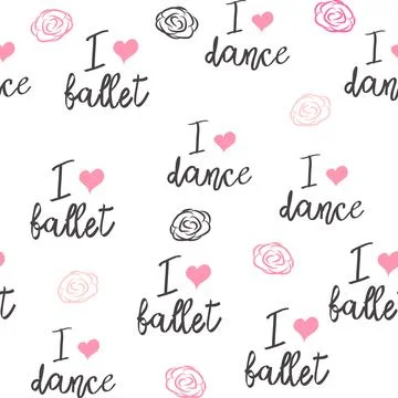 Seamless pattern with ballet pointe shoes and additional elements, imitation  Stock Illustration