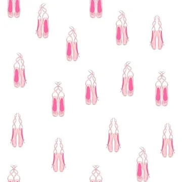 Seamless pattern with ballet pointe shoes and additional elements, imitatio.. Stock Illustration