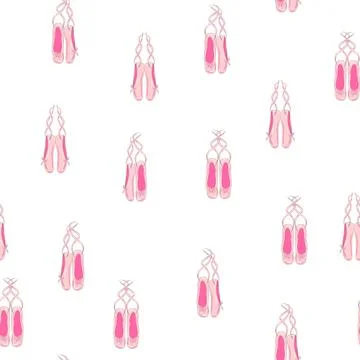 Seamless pattern with ballet pointe shoes and additional elements, imitation  イラスト素材