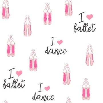 Seamless pattern with ballet pointe shoes and additional elements, imitation  Stockillustratie