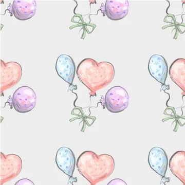 Seamless pattern from balloon balloon on grunge background cute childish style Stock Illustration