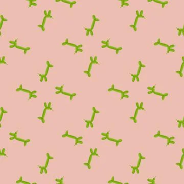 Seamless pattern balloon dogs. Background of circus bubble animal in doodle s Illustrazione stock