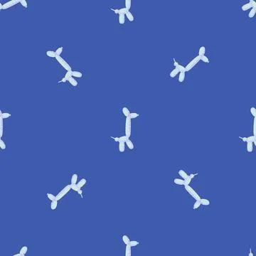 Seamless pattern balloon dogs. Background of circus bubble animal in doodle s Stock Illustration