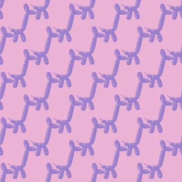 Seamless pattern balloon dogs. Background of circus bubble animal in doodle s 스톡 일러스트