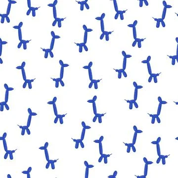 Seamless pattern balloon dogs. Background of circus bubble animal in doodle s Stock Illustration