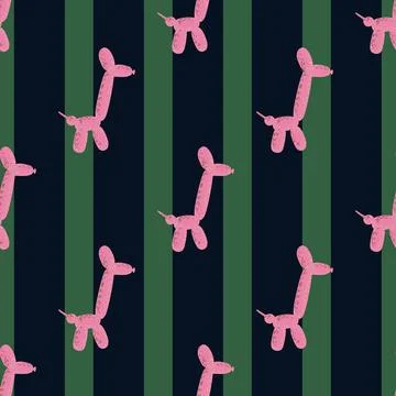 Seamless pattern balloon dogs. Background of circus bubble animal in doodle s Stock Illustration