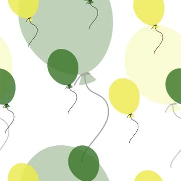 Seamless pattern with balloons in green and yellow colors vector Stock Illustration