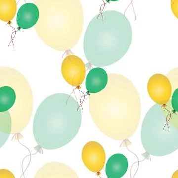 Seamless pattern with balloons - green and yellow theme Stock Illustration
