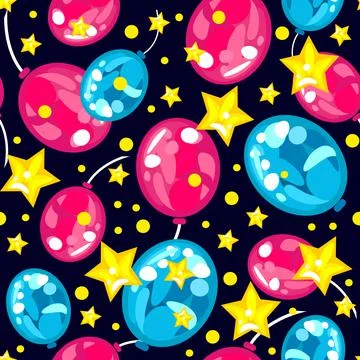 Seamless pattern of balloons, for a holiday Stock Illustration