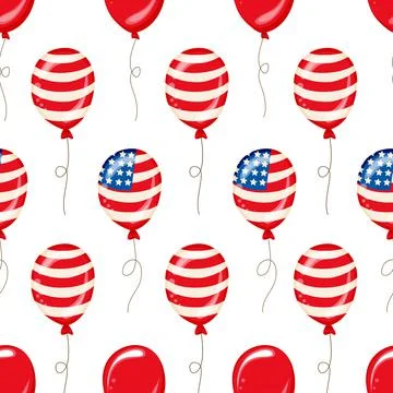 Seamless Pattern Balloons for Independence Day. American Patriotic Fabric Stock Illustration