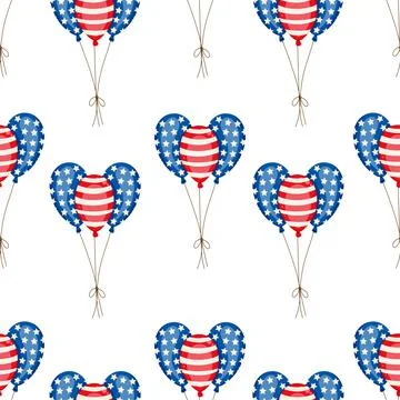 Seamless Pattern Balloons for Independence Day. American Patriotic Fabric Stock Illustration