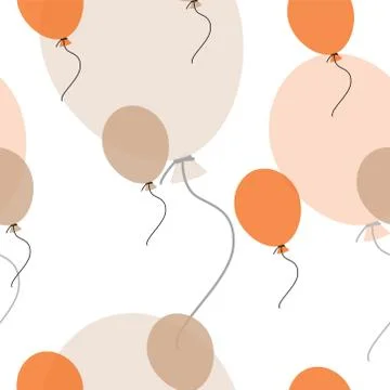 Seamless pattern with balloons in orange and brown colors Stock Illustration