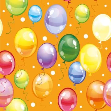 Seamless pattern with balloons on orange background Stock Illustration