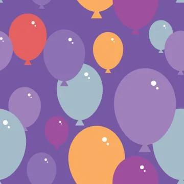 Seamless pattern with balloons. purple, pink, blue, orange background. vector Stock Illustration