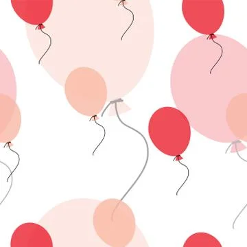 Seamless pattern with balloons vector in red and pink colors Stock Illustration