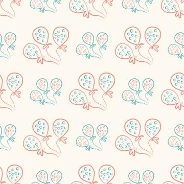 Seamless pattern with balloons. Vintage doodle style Stock Illustration