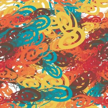 Seamless pattern from balls of tangled thread in vintage style Stock Illustration