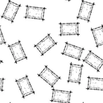 Seamless pattern bamboo frame signboard sketch hand drawn Stock Illustration