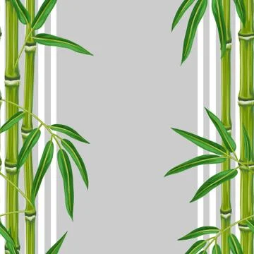 Seamless pattern with bamboo plants and leaves. Background made without clipping Illustrazione stock