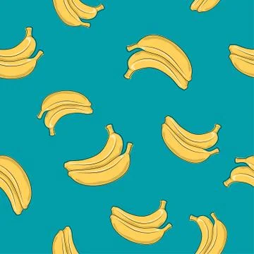 Seamless Pattern, Banana on Azure Background Stock Illustration