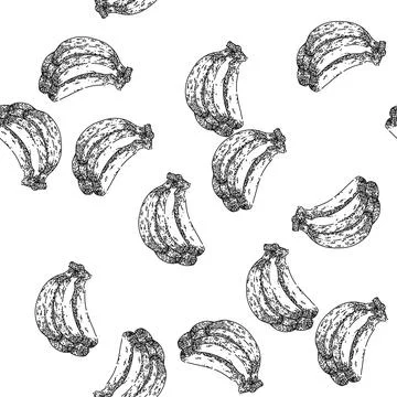 Seamless pattern banana bunch sketch hand drawn イラスト素材