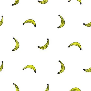 Seamless pattern with banana fruit doodle style vector. Illustrazione stock