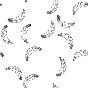 Seamless pattern banana fruit sketch hand drawn Stock Illustration