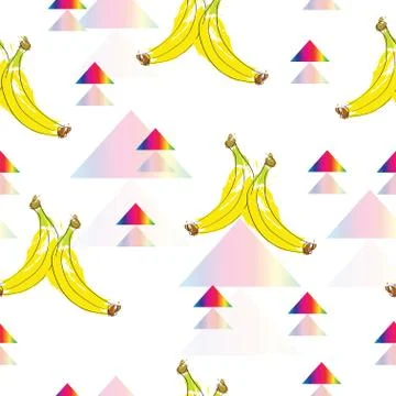 Seamless pattern with banana fruits vector - summer theme Stock Illustration