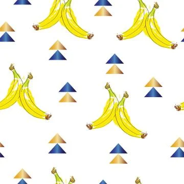 Seamless pattern with banana fruits vector - summer theme texture Stock Illustration