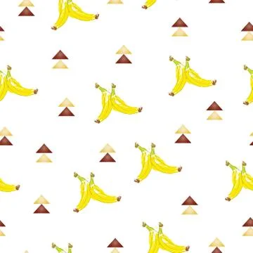 Seamless pattern with bananas and brown triangles vector Stock Illustration