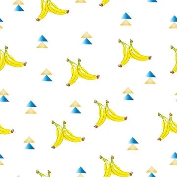 Seamless pattern with bananas - exotic summer theme Stock Illustration