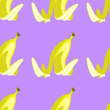 Seamless pattern with Bananas in flat style. Vector illustration isolated on Stock Illustration