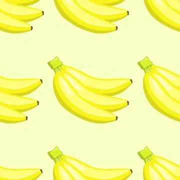 Seamless pattern with Bananas in flat style. Vector illustration isolated on Stock Illustration