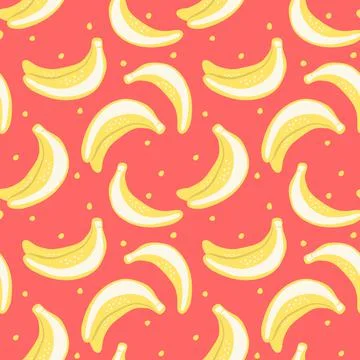 Seamless pattern with bananas hand painted with ink brush Illustrazione stock