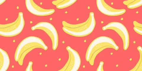 Seamless pattern with bananas hand painted with ink brush Stock Illustration