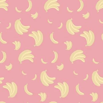 Seamless pattern with bananas on a pink background. Stock Illustration