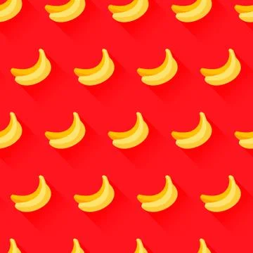 Seamless pattern with bananas on red background Stock Illustration