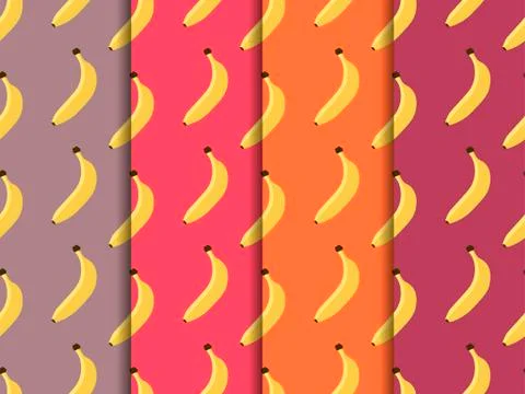 Seamless pattern with bananas. Set of seamless vector patterns. Illustrazione stock