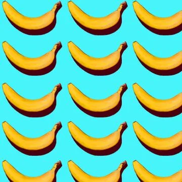 Seamless pattern with bananas with shadow Stock Photos