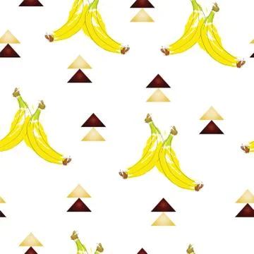 Seamless pattern with bananas vector and triangles in brown colors Illustrazione stock