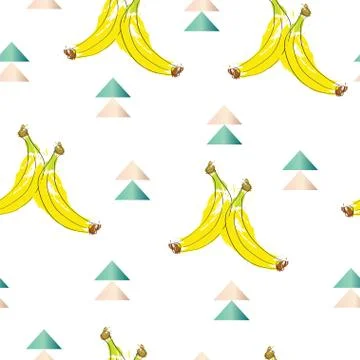 Seamless pattern with bananas vector - summer theme Stock Illustration