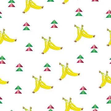 Seamless pattern with bananas vector on white background Stock Illustration