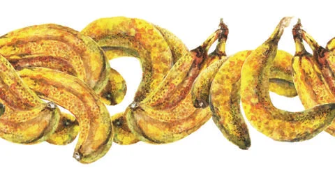 Seamless pattern of bananas, watercolor Stock Illustration